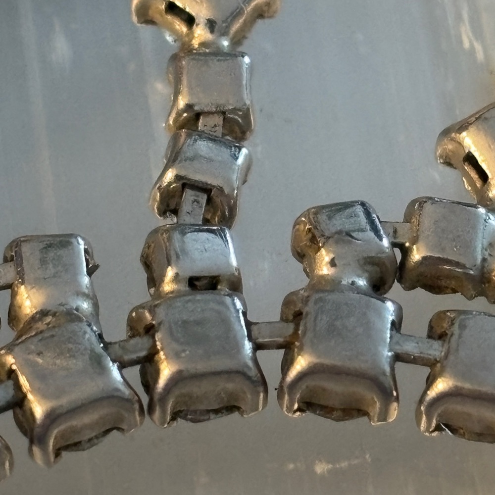 Mid-Century Rhinestone Fringe Necklace | 1950s Unsigned Vintage Silver Tone - Picture 4 of 4